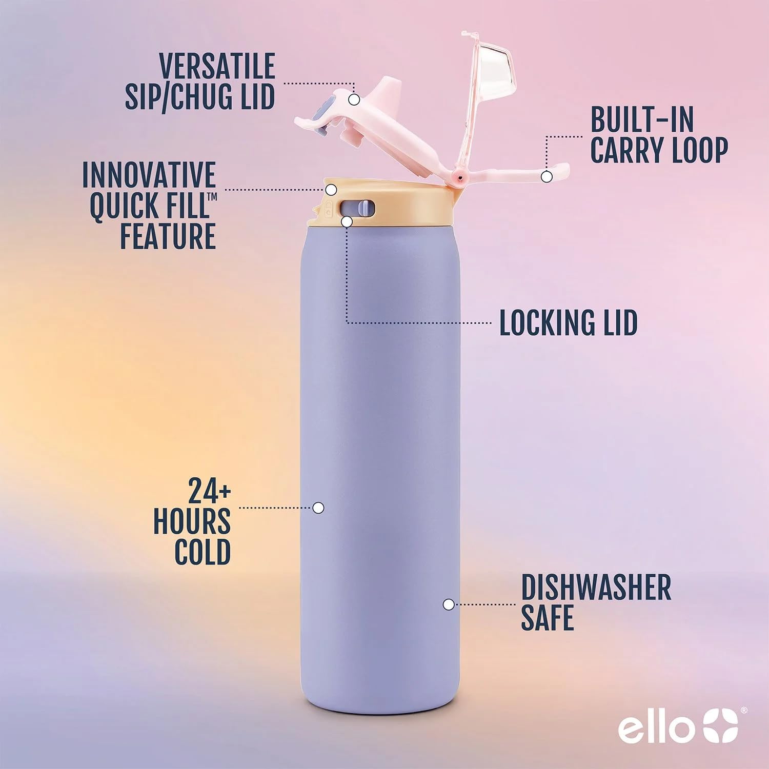 Amazon.com: Ello Flip to Fill, Pop to Drink Stainless Steel Water